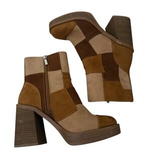 Universal Thread Boots Women Size 6 Patchwork Faux Suede Bootie Retro Boho